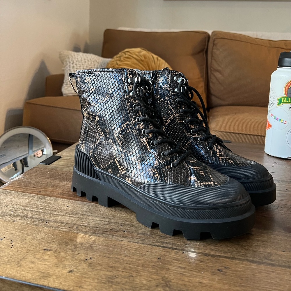 Sam Edelman cheetah print combat boots